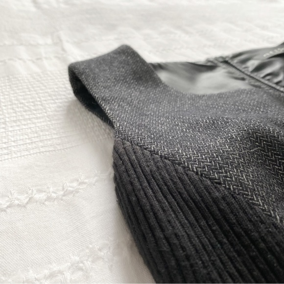 IRIS SETLAKWE WOOL LINEN BLEND GREY CHEVRON BLACK RIBBED INSERTION FORMAL DRESS - Picture 9 of 12